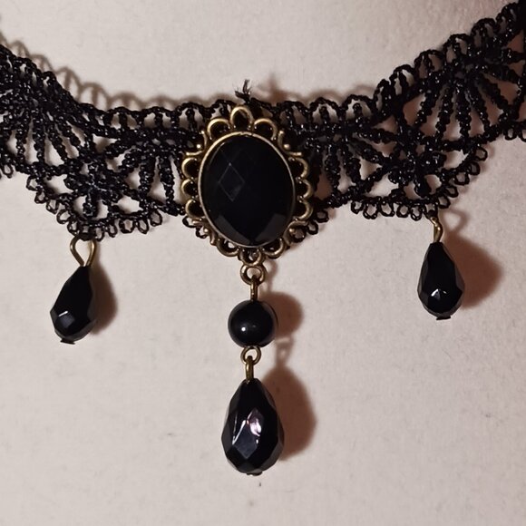 NWOT Vintage Victorian Gothic Black Lace Fashion Choker Necklace - Picture 6 of 11
